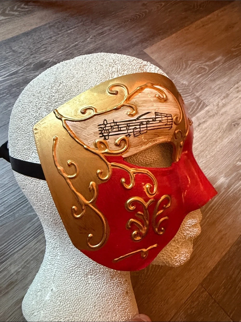 Red & Gold Venetian Half-Face Masquerade Mask